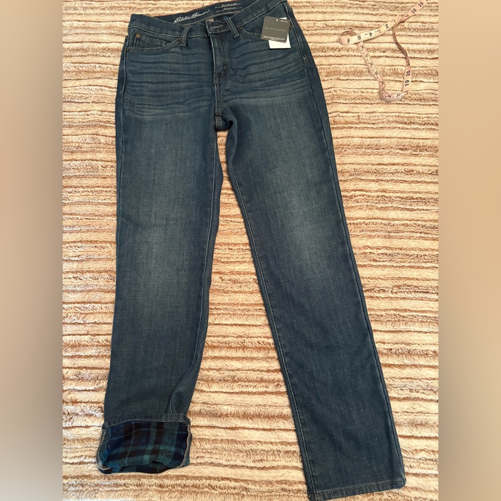 Eddie Bauer fleece lined boyfriend denim jeans